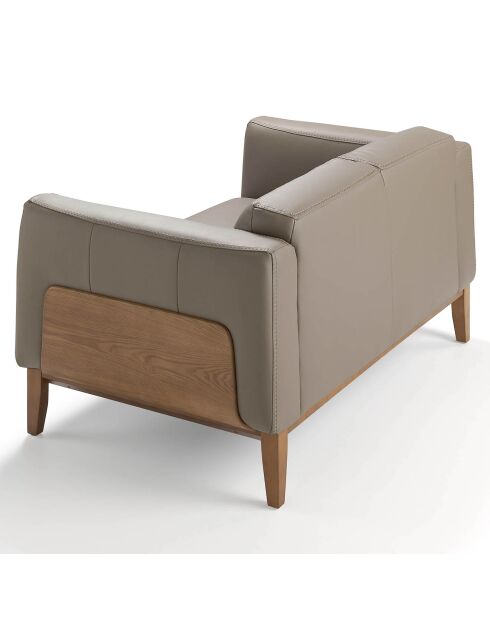 Canapé 2 places revêtu de cuir de vache marron - 159x92x77 cm