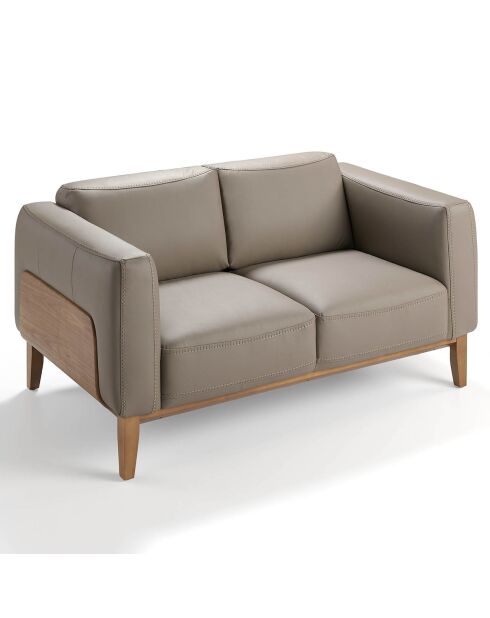 Canapé 2 places revêtu de cuir de vache marron - 159x92x77 cm