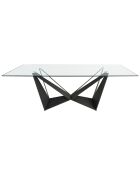 Table à manger avec plateau fixe en verre trempé noir mat/transparent - 240x120x75 cm