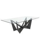Table à manger avec plateau fixe en verre trempé noir mat/transparent - 240x120x75 cm