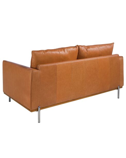 Canapé 2 places revêtu de cuir brun buffle/hêtre - 164x88x83 cm