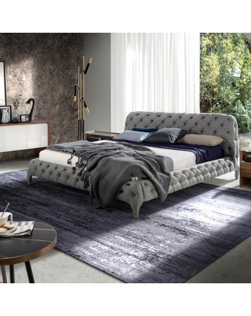 Lit tapissé en tissu avec effet tufté gris - 225x231x100 cm