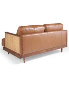 Canapé 2 places moderne en cuir marron/noyer - 164x96x83 cm