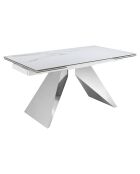 Table à manger à rallonge avec plateau en marbre de porcelaine blanc/acier - 160x90x76 cm