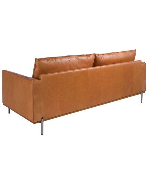 3-Sitzer-Sofa mit Bezug aus büffelbraunem Leder und Buchenholz - 210x88x83 cm