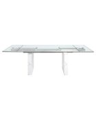 Table à manger extensible avec plateau en verre trempé verre/marbre blanc - 180x90x77 cm