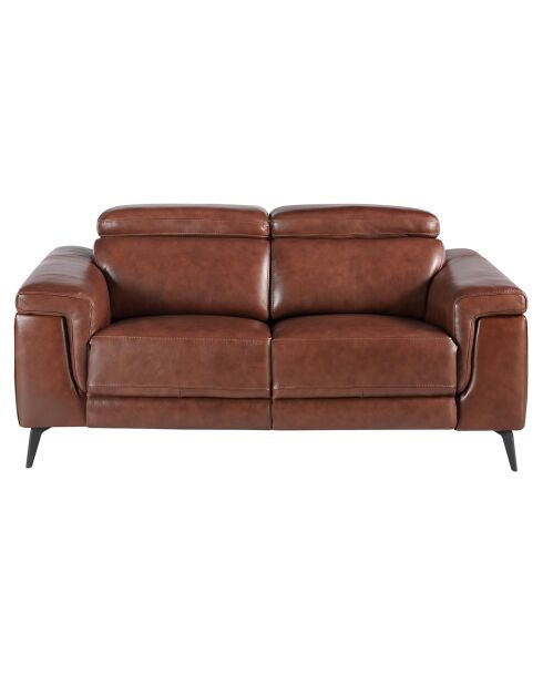 2-Sitzer-Sofa mit braunem und schwarzem Leder bezogen - 170x103x99 cm