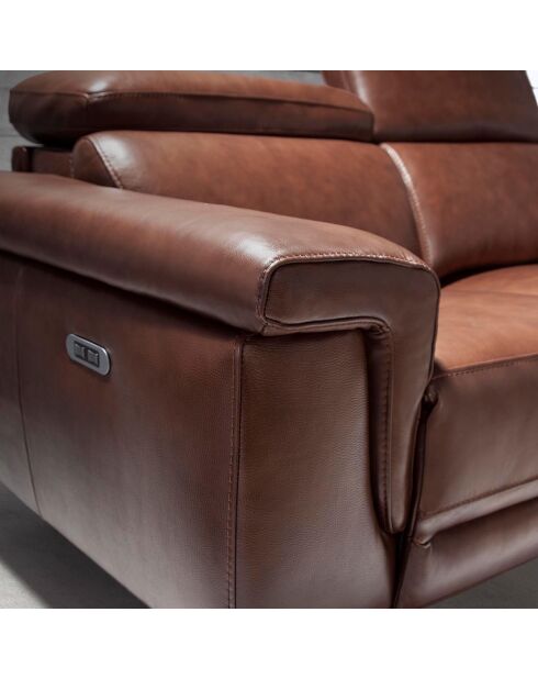 2-Sitzer-Sofa mit braunem und schwarzem Leder bezogen - 170x103x99 cm