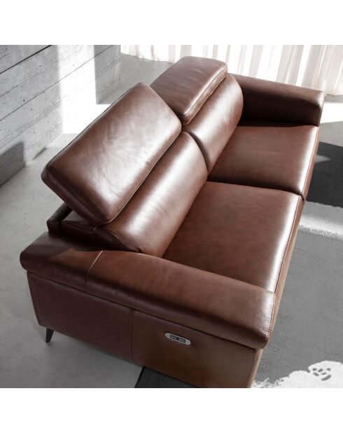 Canapé 2 places revêtu de cuir marron/noir - 170x103x99 cm