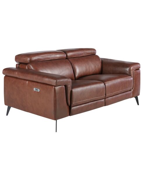 2-Sitzer-Sofa mit braunem und schwarzem Leder bezogen - 170x103x99 cm