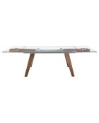 Mesa de comedor extensible con tapa de cristal templado cristal/nogal - 180x100x76 cm