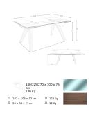 Mesa de comedor extensible con tapa de cristal templado cristal/nogal - 180x100x76 cm