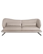 Canapé 3 places en cuir gris taupe/noir mat - 230x90x85 cm