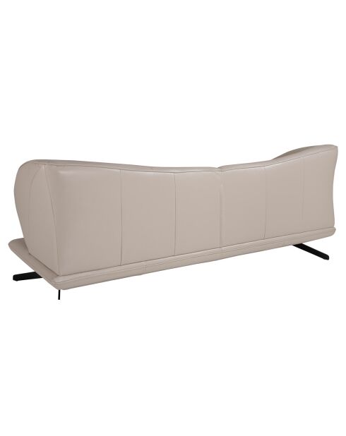 Canapé 3 places en cuir gris taupe/noir mat - 230x90x85 cm