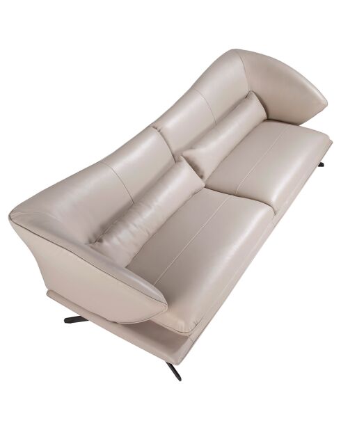 3-zitsbank in taupe grijs/matzwart leer - 230x90x85 cm