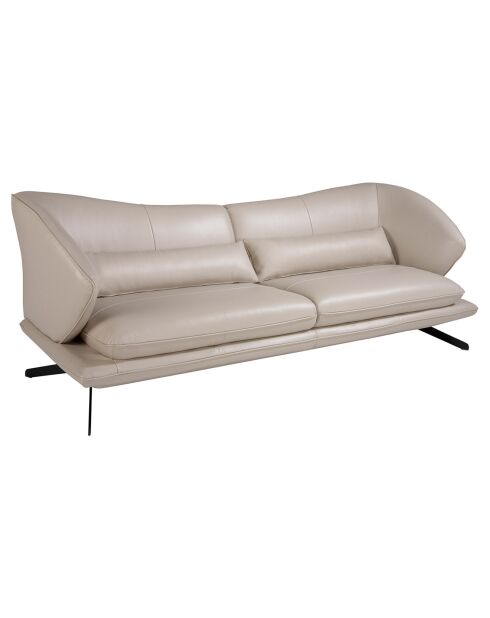 Canapé 3 places en cuir gris taupe/noir mat - 230x90x85 cm