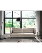 Canapé 3 places en cuir gris taupe/noir mat - 230x90x85 cm