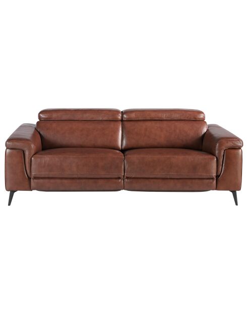 3-Sitzer-Sofa mit braunem und schwarzem Leder bezogen - 215x103x99 cm