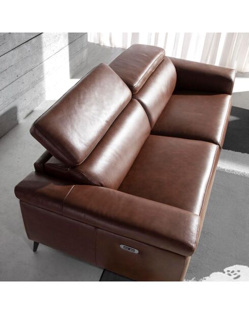 3-Sitzer-Sofa mit braunem und schwarzem Leder bezogen - 215x103x99 cm