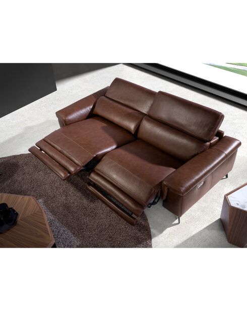 3-Sitzer-Sofa mit braunem und schwarzem Leder bezogen - 215x103x99 cm