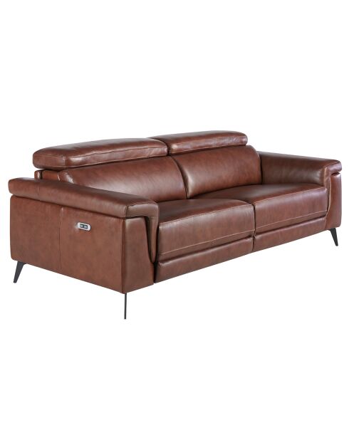 3-Sitzer-Sofa mit braunem und schwarzem Leder bezogen - 215x103x99 cm
