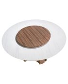 Table à manger avec plateau en marbre porcelaine marbre blanc/noyer - 150x150x75 cm