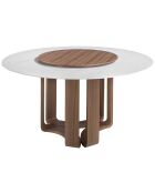 Table à manger avec plateau en marbre porcelaine marbre blanc/noyer - 150x150x75 cm