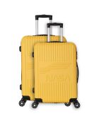 2 Valises 4 roues doubles Enterprise 55/65 cm jaune moutarde