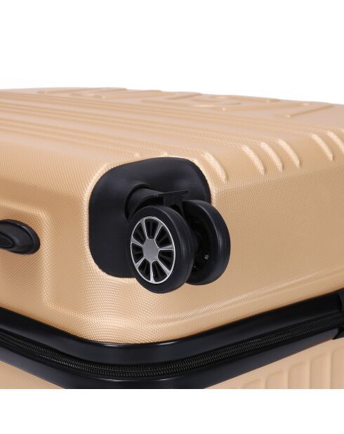 2 gouden dubbele koffers met 4 wielen Saturn 65/75 cm