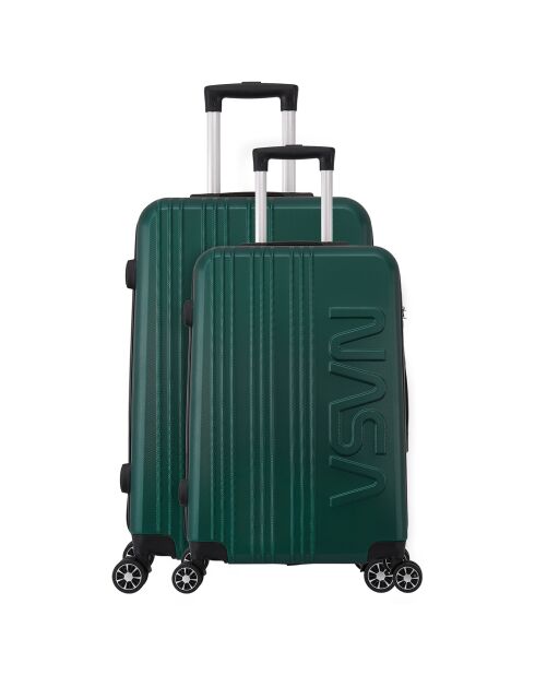 2 Valises 4 roues doubles Saturn 55/75 cm vert kaki