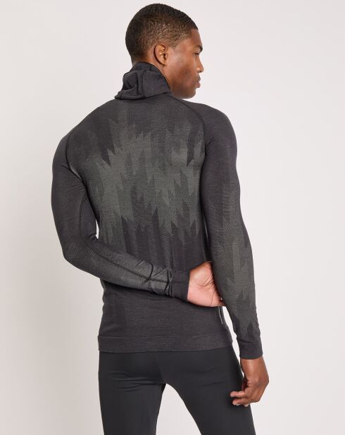 T-Shirt technique en Laine mélangée avec protection faciale Kinship Performance Wool Warm noir mélangé