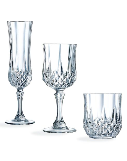 Service de verres Longchamp transparent - 24 pièces