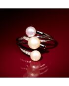 Kawai Perlenring aus 0,03 ct Diamant und Weißgold