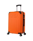 Voyager 65 cm oranje koffer met 4 dubbele wielen voor medium stay