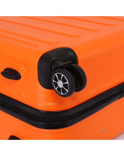 Voyager 65 cm oranje koffer met 4 dubbele wielen voor medium stay
