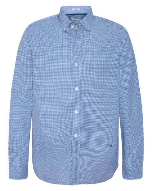 Chemise droite David micro imprimée bleue