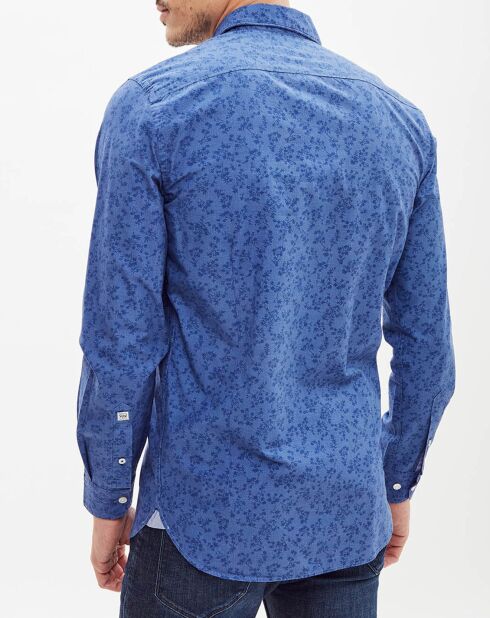 Chemise ajustée Liam  à fleurs bleue