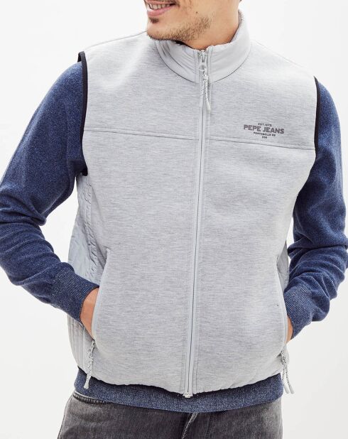 Gilet sans manches bimatière gris