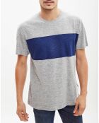 T-Shirt Reuben rayure gris/bleu