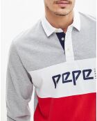 Polo Archive gris/rouge