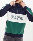 Sweat Loganne bleu marine/vert/blanc