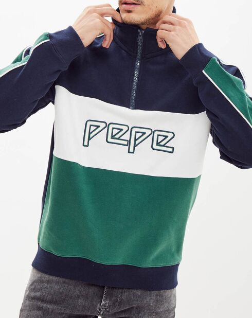 Sweat Loganne bleu marine/vert/blanc