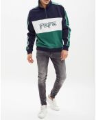 Sweat Loganne bleu marine/vert/blanc