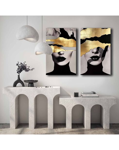 2 cuadros decorativos sobre lienzo Rostro femenino - 45x70 cm