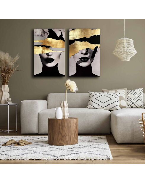 2 cuadros decorativos sobre lienzo Rostro femenino - 45x70 cm
