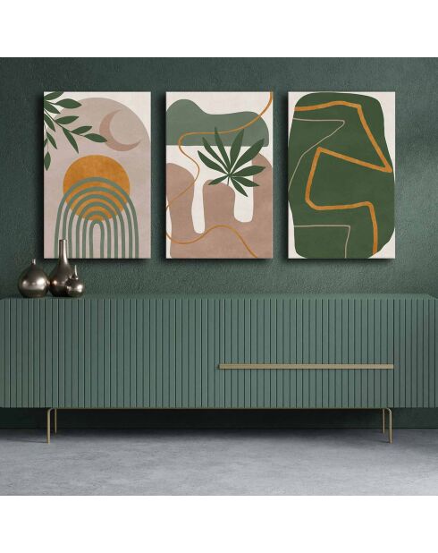 3 peintures décoratives sur toile Feuille - 45x70 cm
