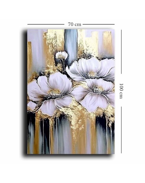 Peinture décorative sur toile Fleurs violet - 70x100 cm