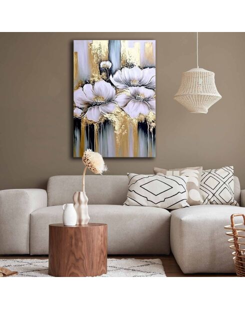 Dekoratives Gemälde auf Leinwand Violette Blumen - 70x100 cm