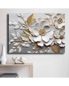 Peinture décorative sur toile Trois fleurs blanches - 70x100 cm