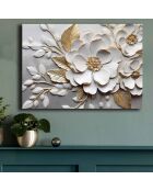 Peinture décorative sur toile Trois fleurs blanches - 70x100 cm